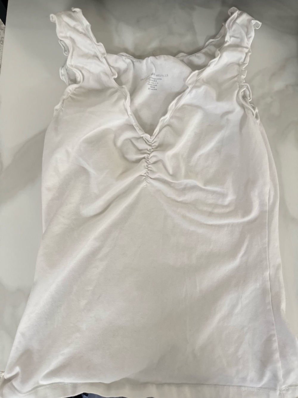 Brandy Melville White Ruffle Strap Tank Top